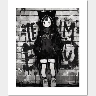 Kawaii Aesthetic Manga Nekomimi Anime Cat Girl Graffiti Art Style Posters and Art